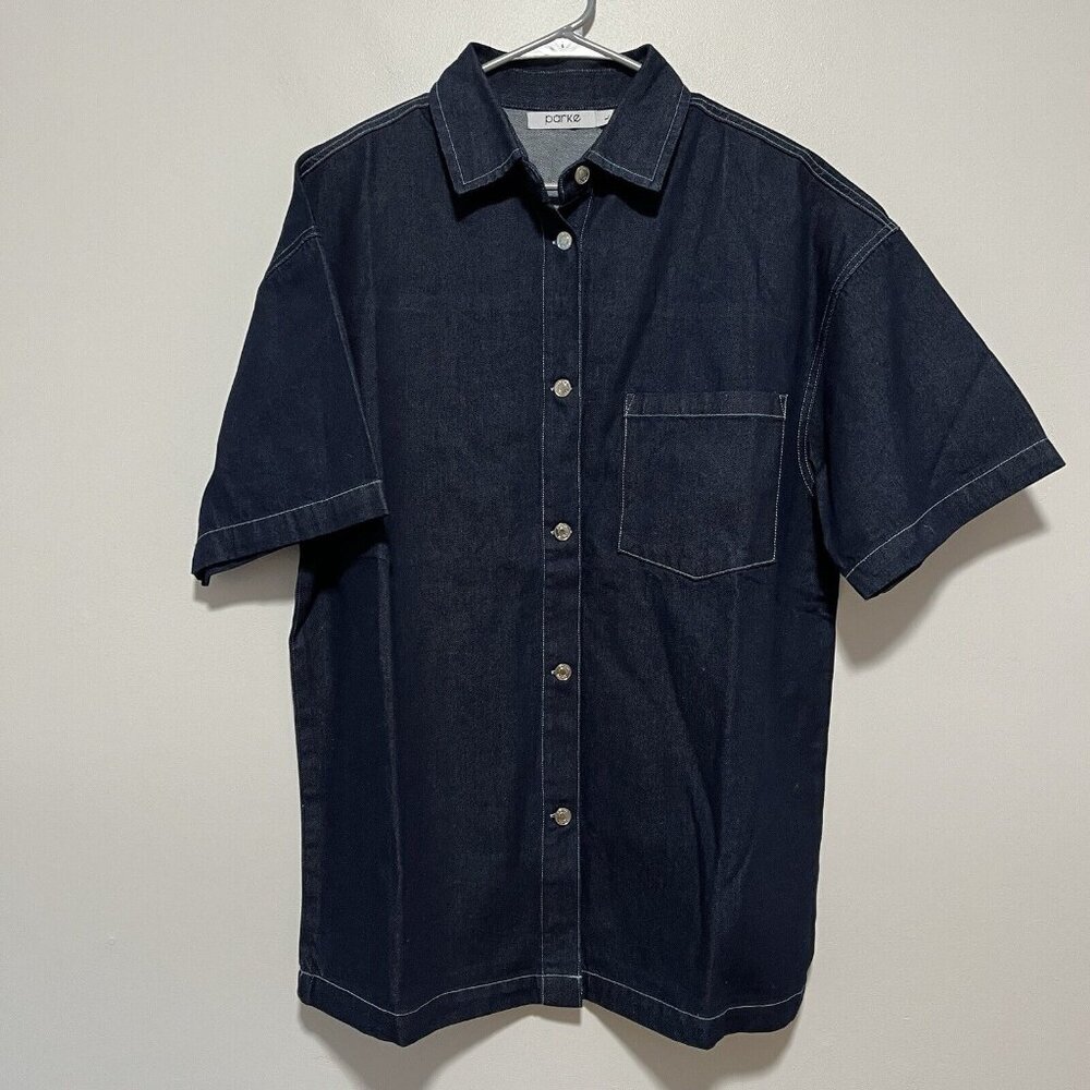 Converse Women's Dark Indigo Short-Sleeve Denim Shirt